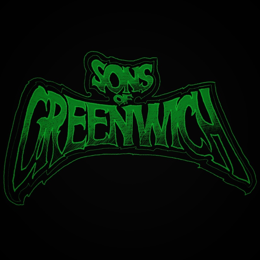 Sons of Greenwich band logo — green gothic lettering on black background
